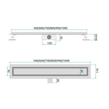 REA-G2501 - Canal de drenagem NEOX 60 cm em aço inoxidável
