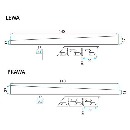 REA-K3218 - Perfil de inclinação 140 cm, preto