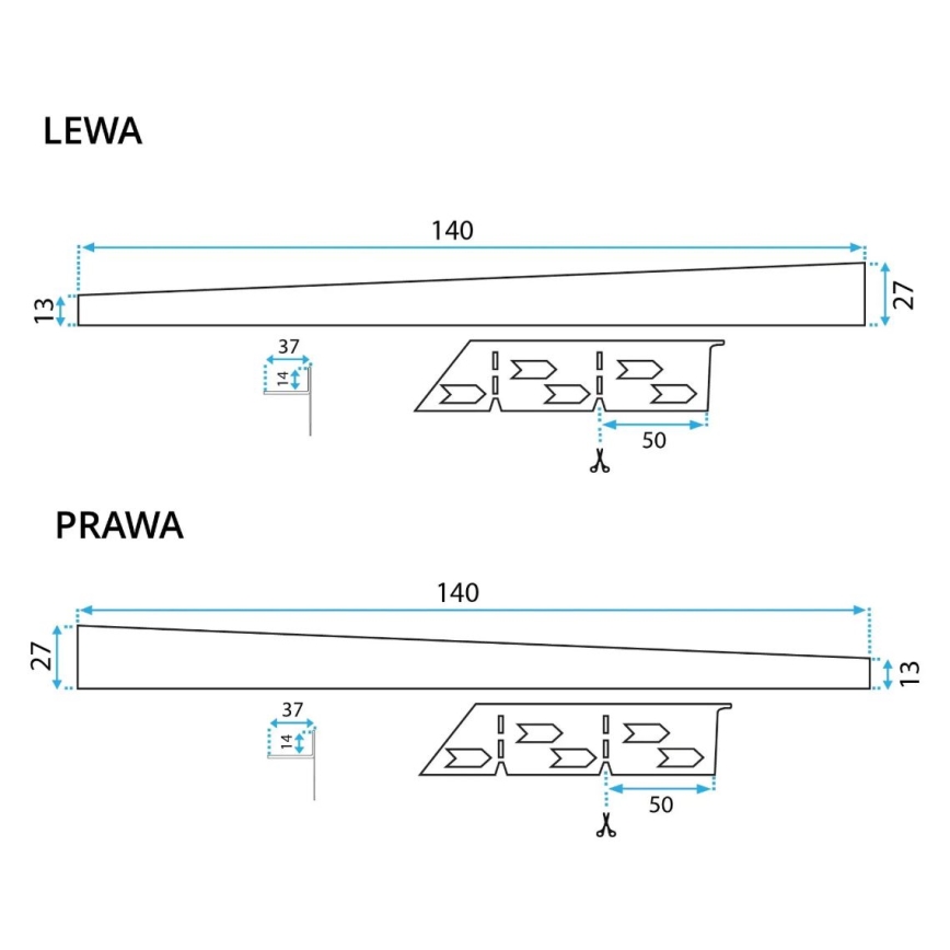 REA-K3218 - Perfil de inclinação 140 cm, preto