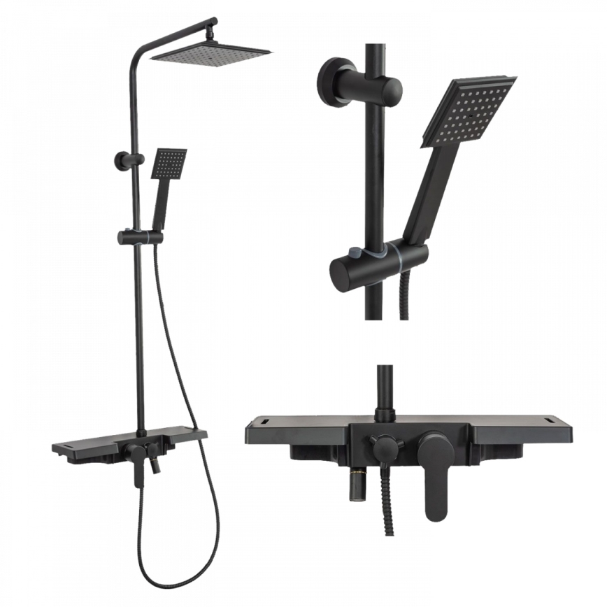 REA-P0636 - Conjunto de duche BRAVO preto fosco