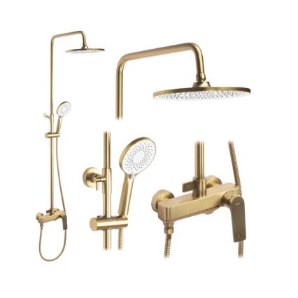 REA-P2400 - Conjunto de duche com misturador AVALON dourado escovado