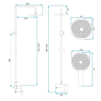 REA-P2400 - Conjunto de duche com misturador AVALON dourado escovado
