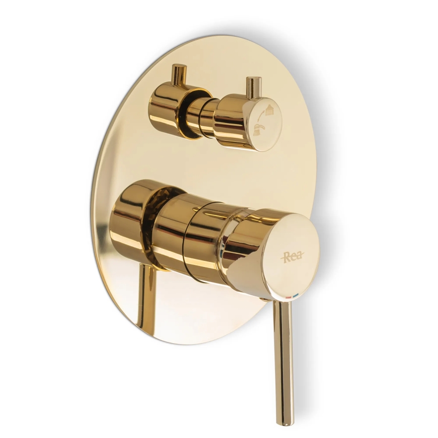 REA-P4110 - Conjunto de duche com bateria de encastrar LUNGO dourado