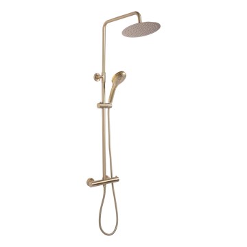 REA-P6602 - Conjunto de duche com bateria termostática VINCENT, acabamento dourado escovado