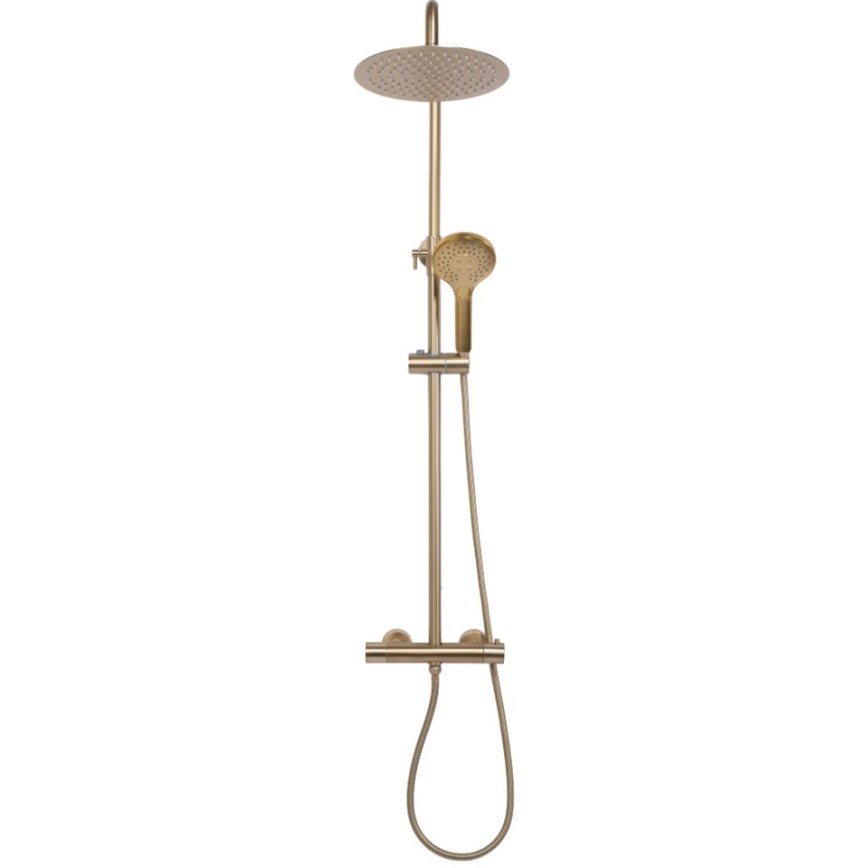 REA-P6602 - Conjunto de duche com bateria termostática VINCENT, acabamento dourado escovado