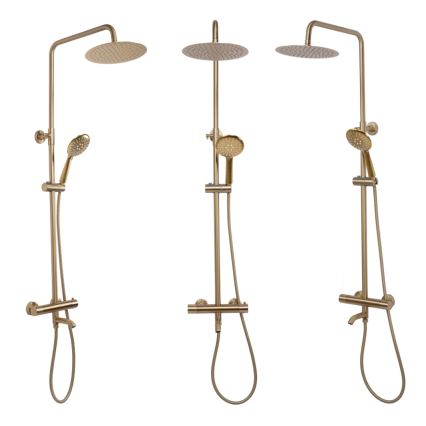 REA-P6604 - Conjunto de duche com bateria termostática LUNGO dourado escovado