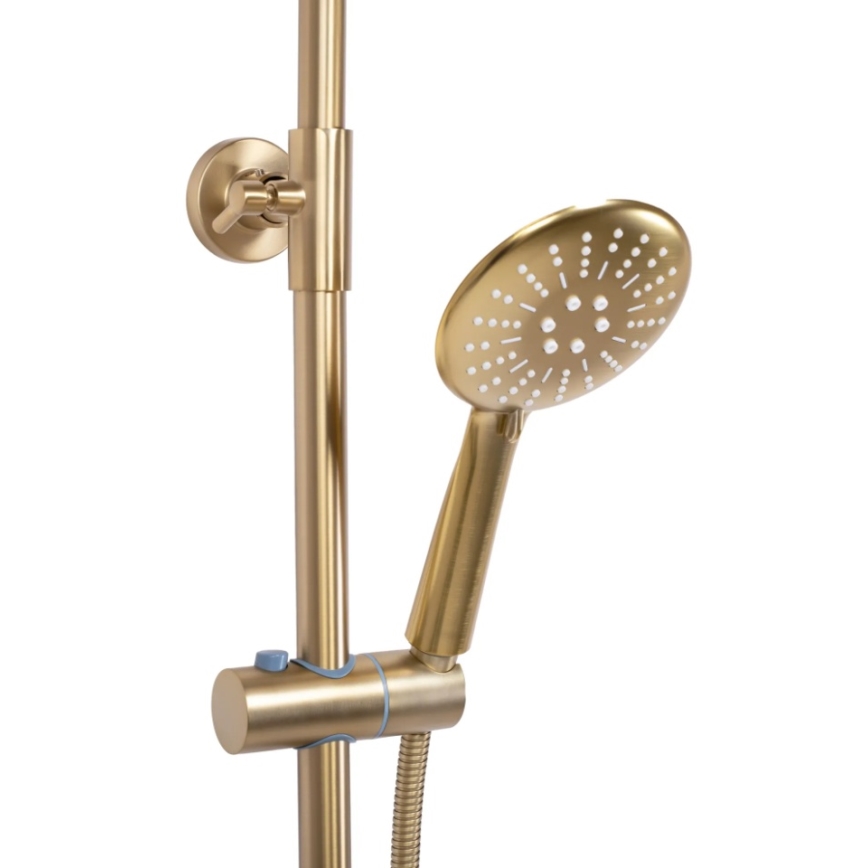 REA-P6604 - Conjunto de duche com bateria termostática LUNGO dourado escovado