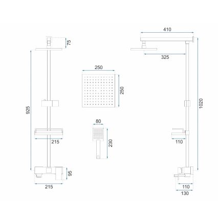 REA-P7050 - Conjunto de duche com misturador JACK dourado escovado