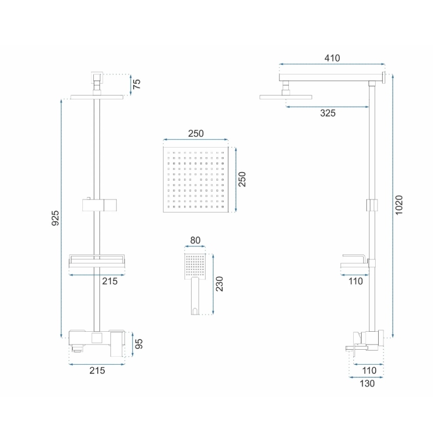 REA-P7050 - Conjunto de duche com misturador JACK dourado escovado