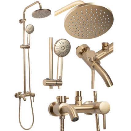 REA-P7051 - Conjunto de duche com misturador LUIS dourado escovado