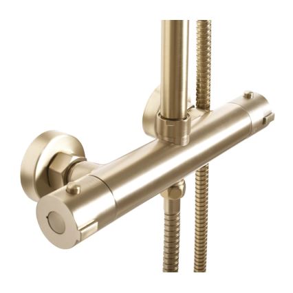 REA-P8413 - Conjunto de duche com misturador termostático BLISS dourado escovado
