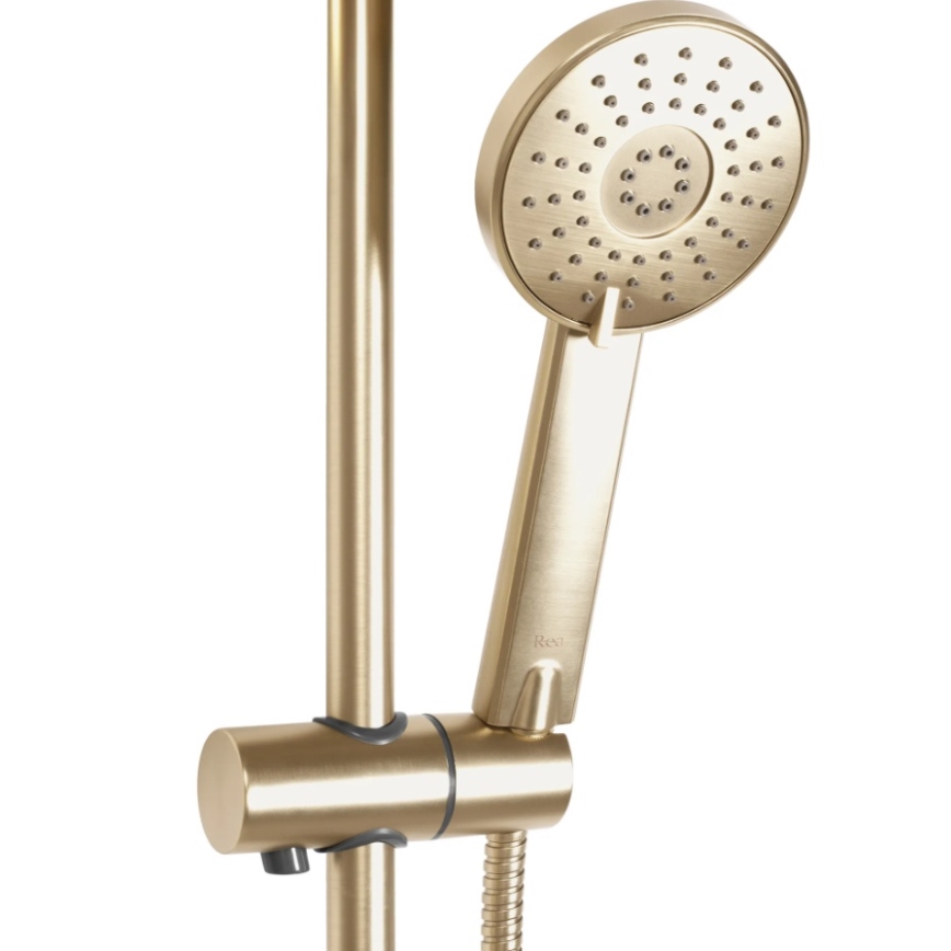 REA-P8413 - Conjunto de duche com misturador termostático BLISS dourado escovado