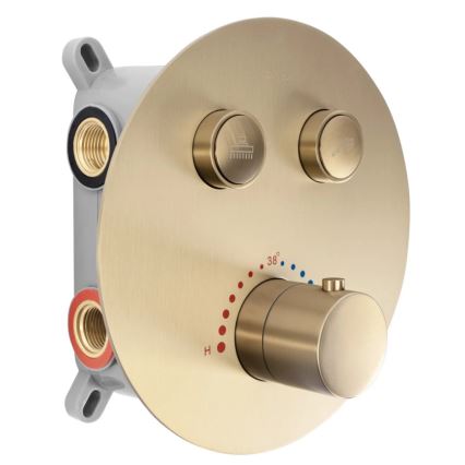 REA-P8551 - Conjunto de duche LUNGO com misturador termostático embutido, acabamento dourado escovado