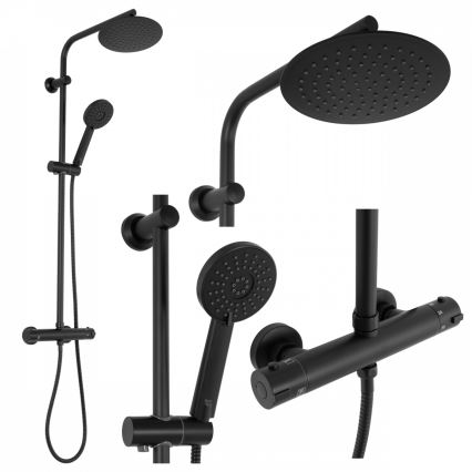 REA-P8804 - Conjunto de duche com misturador termostático BLISS preto mate