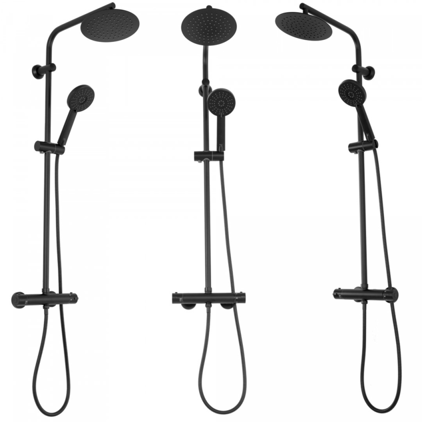 REA-P8804 - Conjunto de duche com misturador termostático BLISS preto mate
