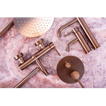 REA-P8807 - Conjunto de duche com misturador termostático LUNGO, acabamento em cobre escovado