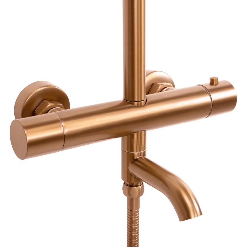 REA-P8807 - Conjunto de duche com misturador termostático LUNGO, acabamento em cobre escovado