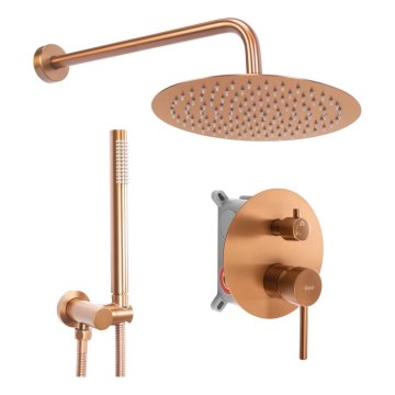 REA-P8809 - Conjunto de duche com misturador encastrado LUNGO, acabamento em cobre escovado