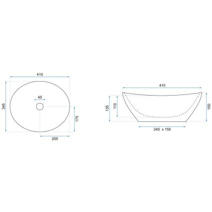REA-U0165 - Lavatório de bancada SOFIA 34,5x41 cm cerâmica/pedra clara