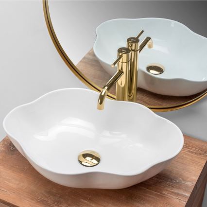 REA-U0265 - Lavatório de bancada PEARL 38x50,5 cm cerâmica/branco brilhante