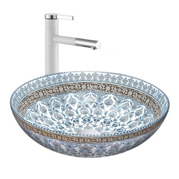 REA-U0267 - Lavatório de bancada ARTE Ø 40 cm cerâmica/padrão ornamental
