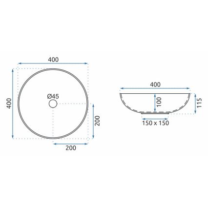 REA-U0267 - Lavatório de bancada ARTE Ø 40 cm cerâmica/padrão ornamental