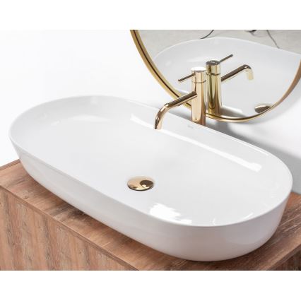 REA-U0563 - Lavatório de bancada CLEO 41x81 cm cerâmica/branco brilhante