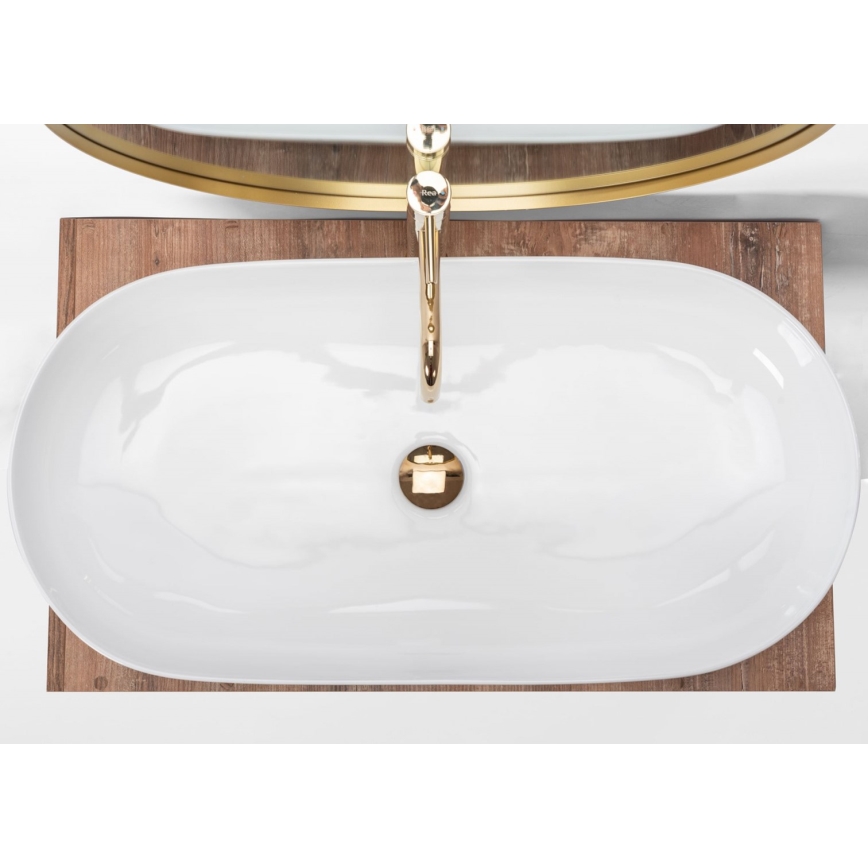 REA-U0563 - Lavatório de bancada CLEO 41x81 cm cerâmica/branco brilhante