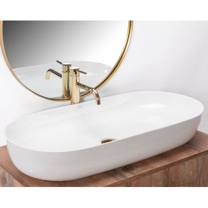 REA-U0563 - Lavatório de bancada CLEO 41x81 cm cerâmica/branco brilhante