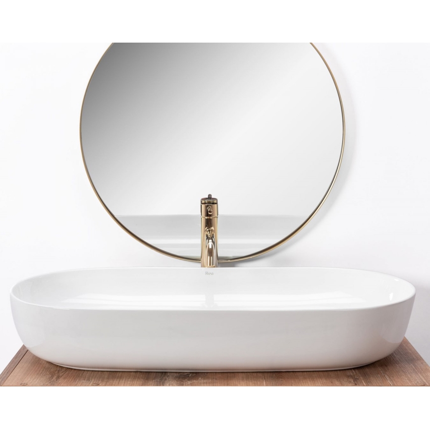 REA-U0563 - Lavatório de bancada CLEO 41x81 cm cerâmica/branco brilhante