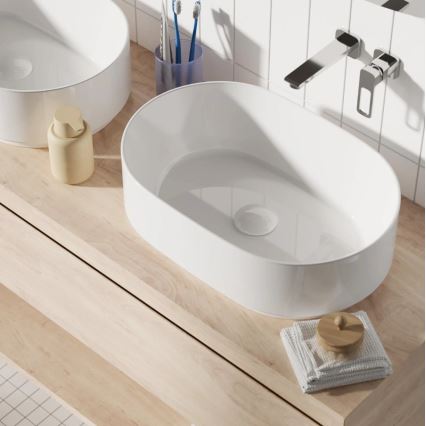 REA-U0600 - Lavatório de bancada ALMA 36x57 cm cerâmica/branco brilhante