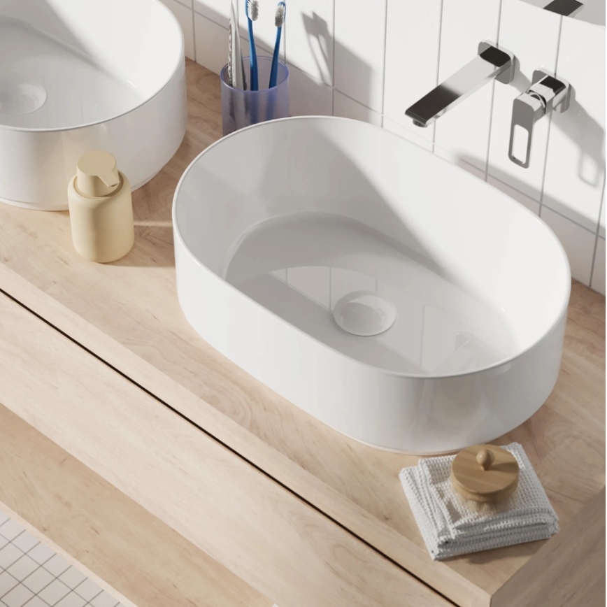 REA-U0600 - Lavatório de bancada ALMA 36x57 cm cerâmica/branco brilhante