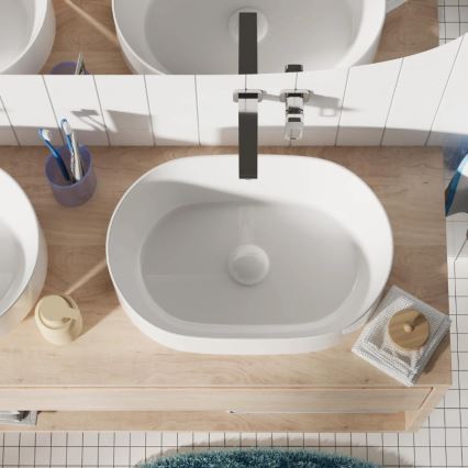 REA-U0600 - Lavatório de bancada ALMA 36x57 cm cerâmica/branco brilhante