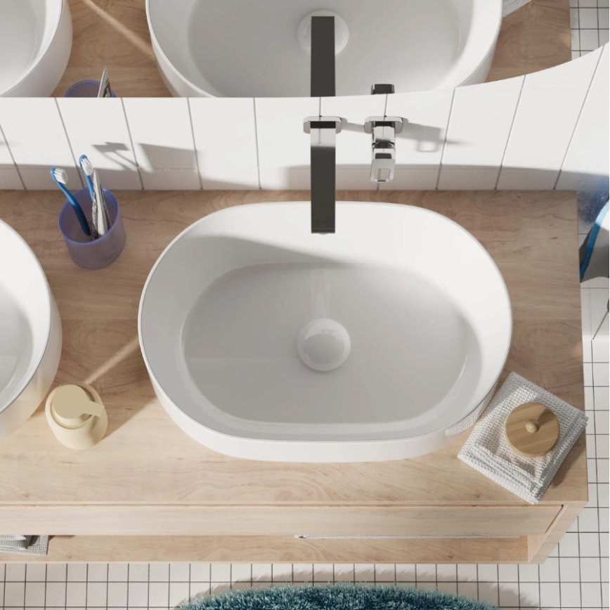 REA-U0600 - Lavatório de bancada ALMA 36x57 cm cerâmica/branco brilhante