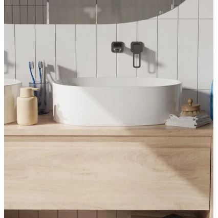 REA-U0600 - Lavatório de bancada ALMA 36x57 cm cerâmica/branco brilhante