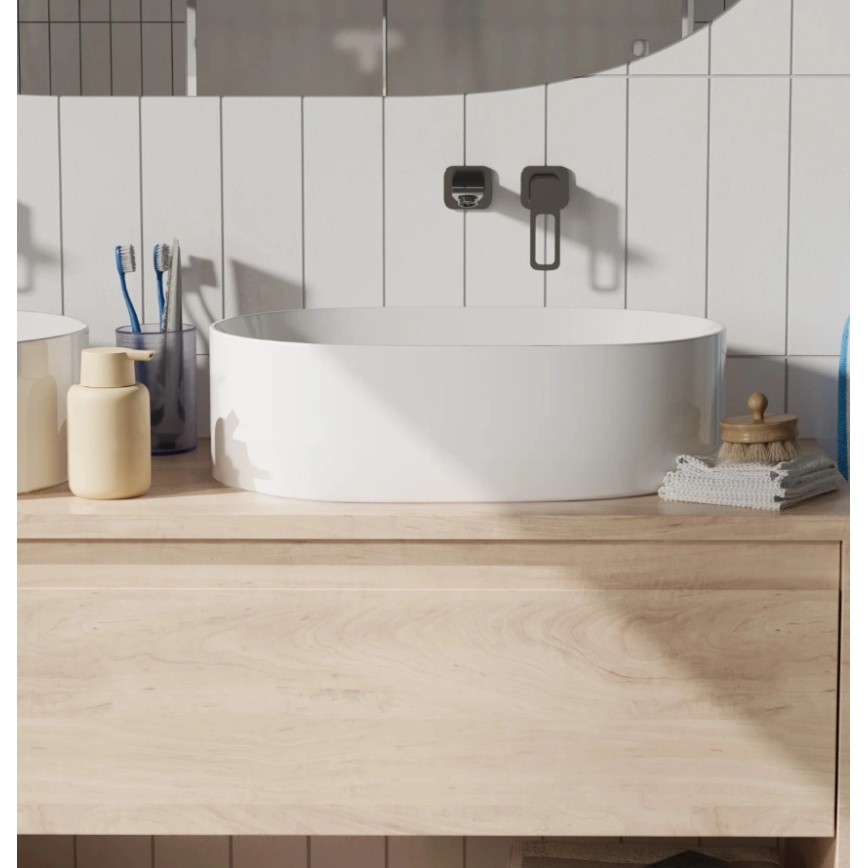 REA-U0600 - Lavatório de bancada ALMA 36x57 cm cerâmica/branco brilhante