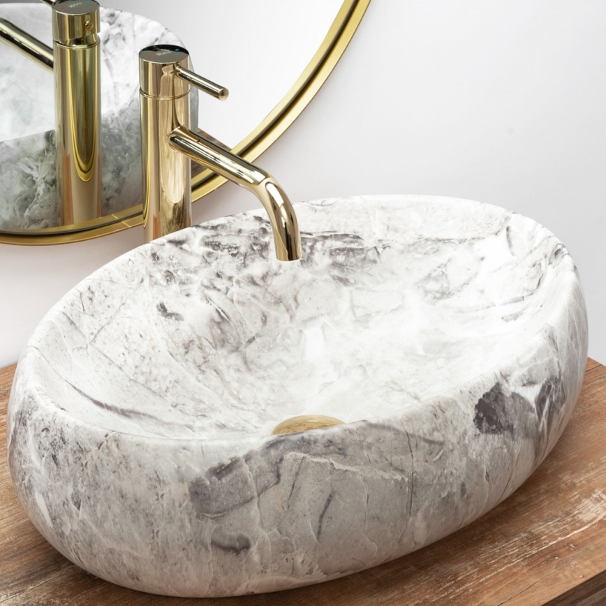 REA-U1020 - Lavatório para bancada LINDA 34x48,5 cm cerâmica/imitação de pedra