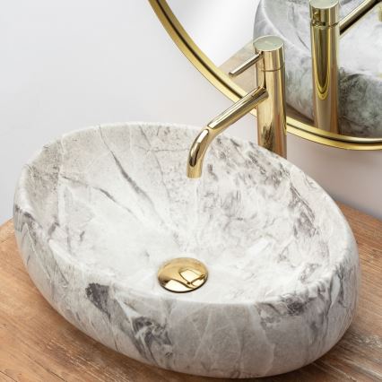 REA-U1020 - Lavatório para bancada LINDA 34x48,5 cm cerâmica/imitação de pedra