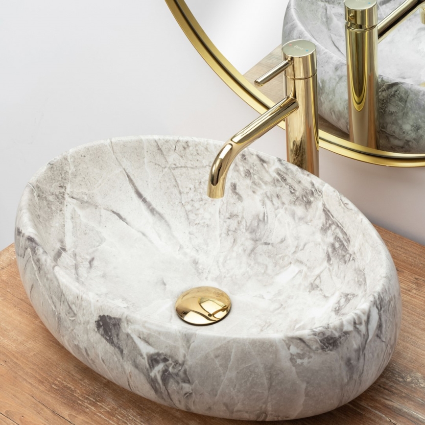 REA-U1020 - Lavatório para bancada LINDA 34x48,5 cm cerâmica/imitação de pedra