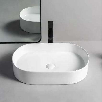 REA-U1055 - Lavatório de bancada NADIA 38,5x61 cm cerâmica/branco brilhante