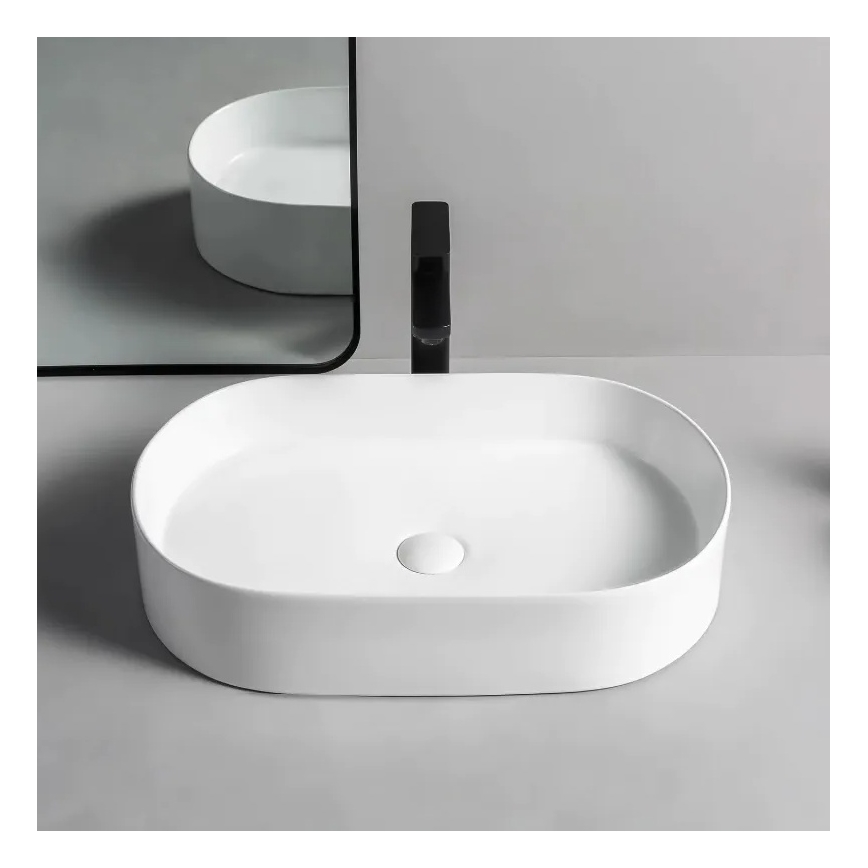 REA-U1055 - Lavatório de bancada NADIA 38,5x61 cm cerâmica/branco brilhante