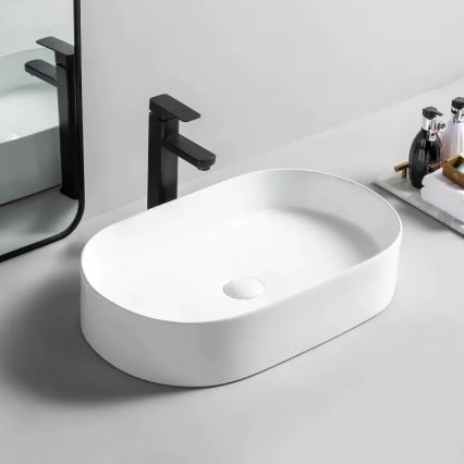 REA-U1055 - Lavatório de bancada NADIA 38,5x61 cm cerâmica/branco brilhante