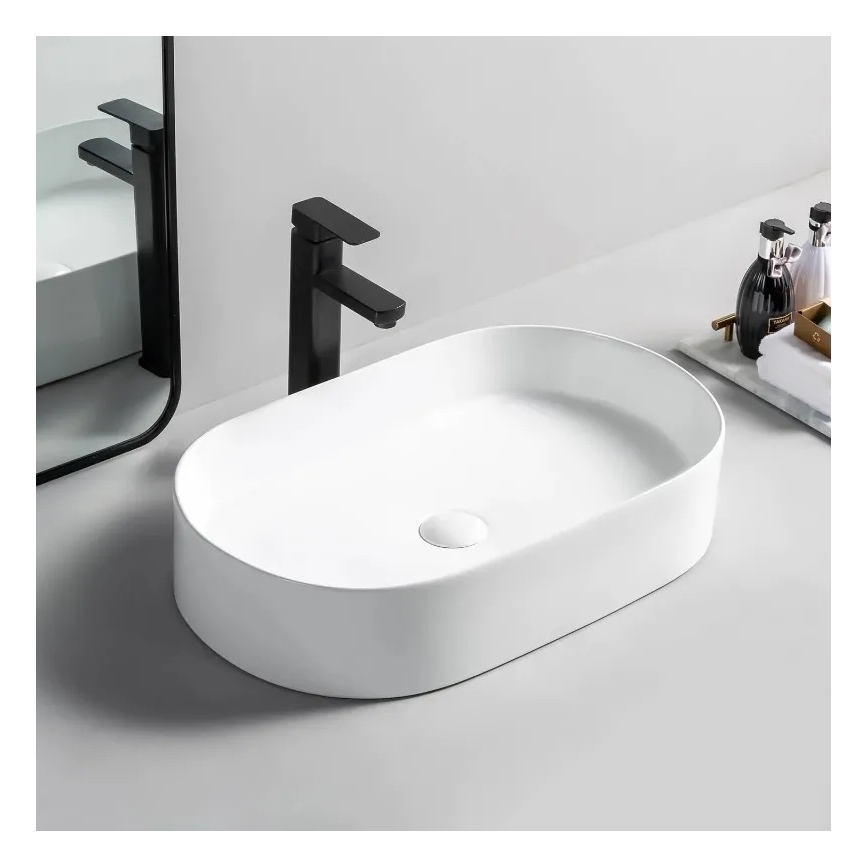 REA-U1055 - Lavatório de bancada NADIA 38,5x61 cm cerâmica/branco brilhante