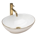 REA-U3287 - Lavatório de bancada SOFIA 34,5x41 cm cerâmica/branco brilhante/dourado