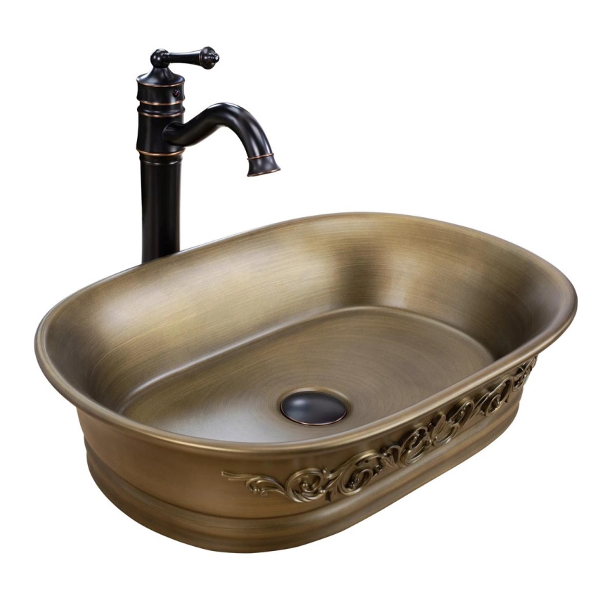 REA-U3305 - Lavatório de bancada WILMA RUSTIC 38x55 cm cerâmica/cobre