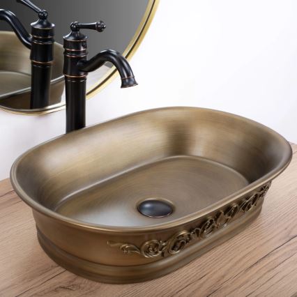 REA-U3305 - Lavatório de bancada WILMA RUSTIC 38x55 cm cerâmica/cobre