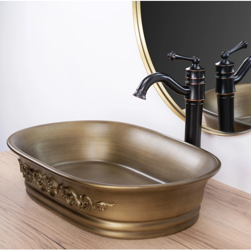 REA-U3305 - Lavatório de bancada WILMA RUSTIC 38x55 cm cerâmica/cobre
