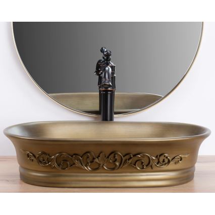 REA-U3305 - Lavatório de bancada WILMA RUSTIC 38x55 cm cerâmica/cobre