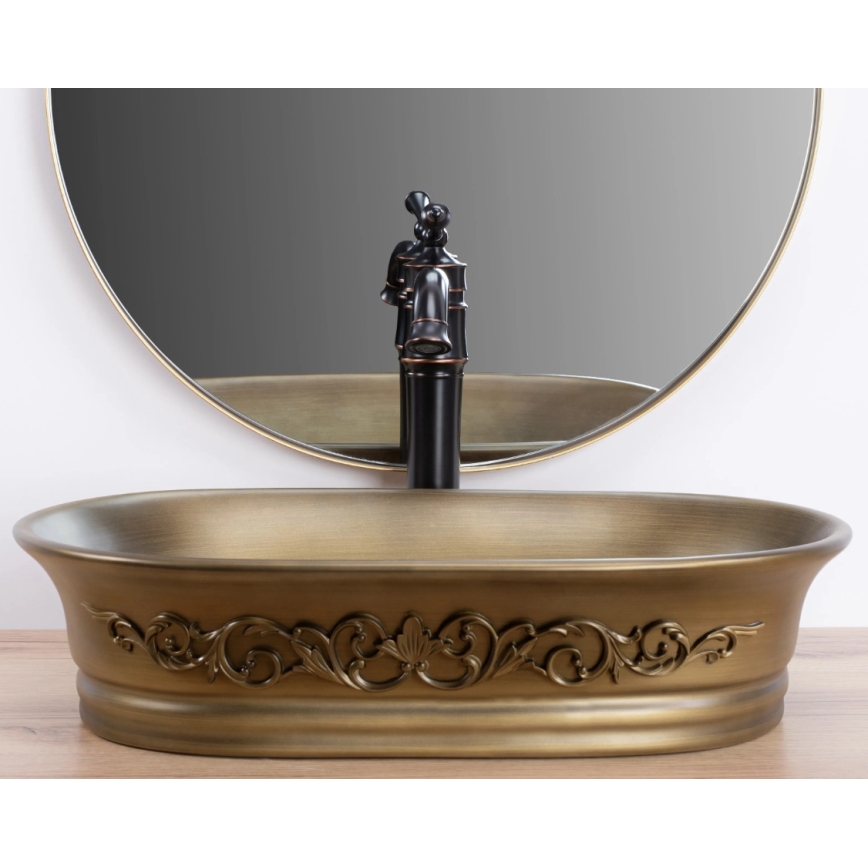 REA-U3305 - Lavatório de bancada WILMA RUSTIC 38x55 cm cerâmica/cobre