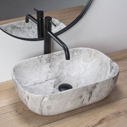 REA-U3800 - Lavatório de bancada LIVIA 33,5x46,5 cm cerâmica/cinzento/efeito pedra